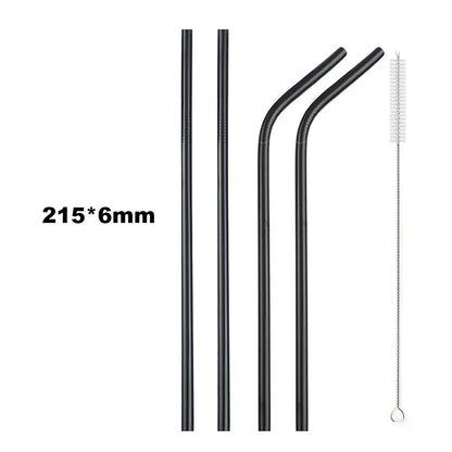 Premium 304 Stainless Steel Reusable Metal Drinking Straws – Straight & Bent Straws with Cleaning Brush | Eco-Friendly Bar & Kitchen Accessory