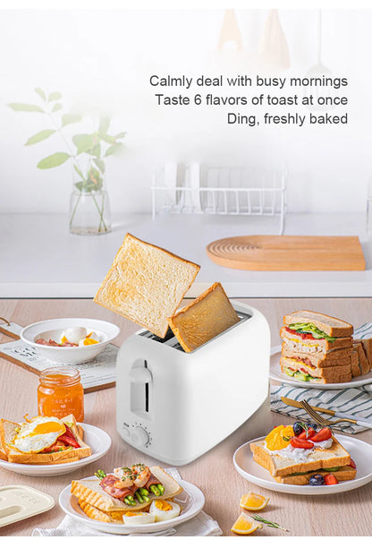 2025 Portable Mini Breakfast Toaster Automatic Removable Bread Crumb Tray Toaster 6 Modes 2 Slice Bread Maker Toaster Ding~