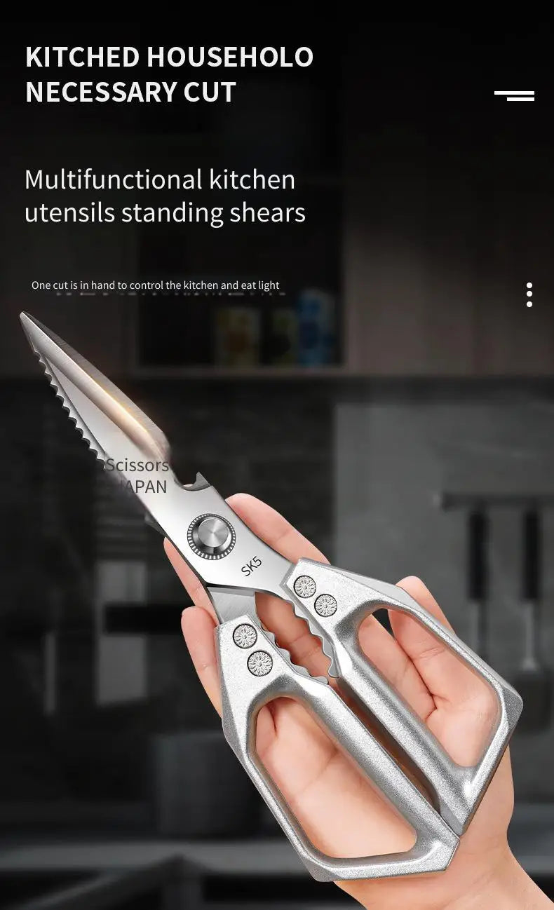 Stainless Steel Heavy-Duty Kitchen Scissors – Multi-Functional Bone Cutter for Chicken, Fish, Meat, Fruits & Vegetables