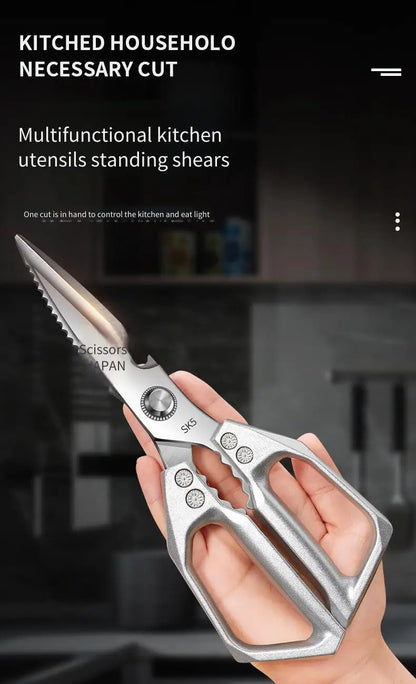 Stainless Steel Heavy-Duty Kitchen Scissors – Multi-Functional Bone Cutter for Chicken, Fish, Meat, Fruits & Vegetables