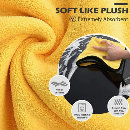 Thickened Double-Layer Microfiber Cleaning Towels – Ultra-Soft Car Wash & Home Cleaning Cloths (1/2/6 PCS)