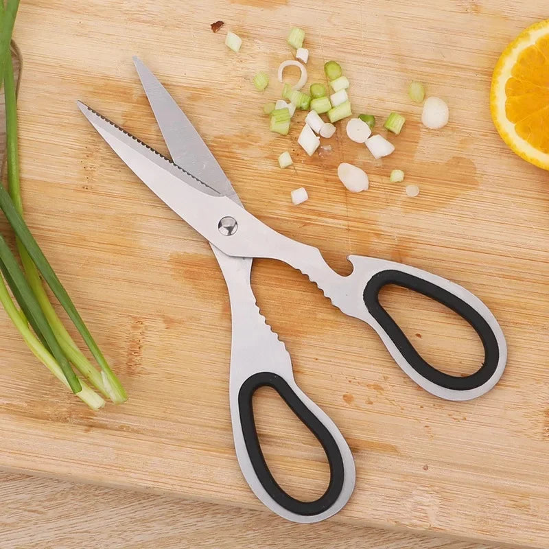Stainless Steel Multifunction Kitchen Scissors – Heavy-Duty Bone Shears for Chicken, Fish, Vegetables & Household Use