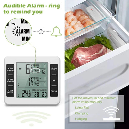 Digital Wireless Refrigerator Thermometer – Cordless Fridge/Freezer Temperature Monitor (-40°C~60°C)