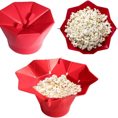 High-Quality Foldable Silicone Popcorn Bowl – Large Capacity Microwave Popcorn Maker