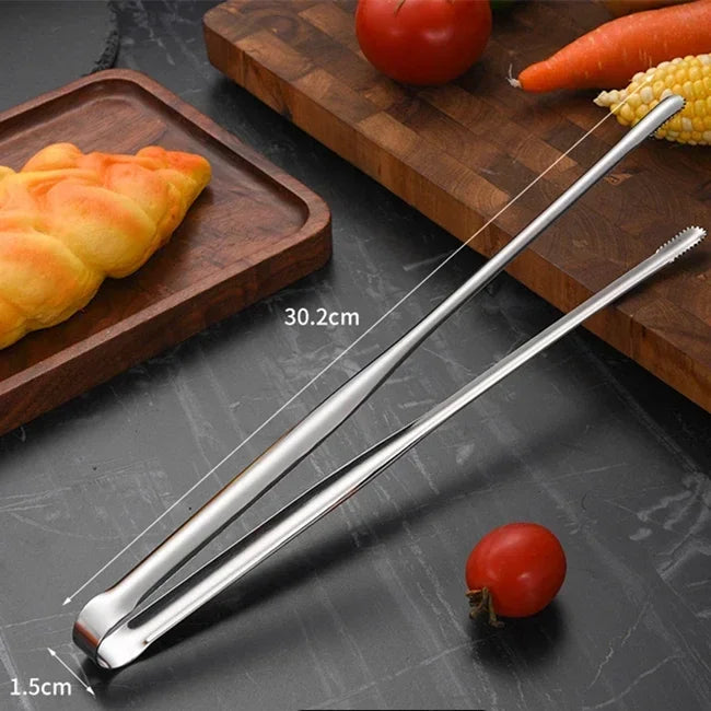 Stainless Steel Grill Tongs – Non-Slip Food Clip for BBQ, Cooking & Serving