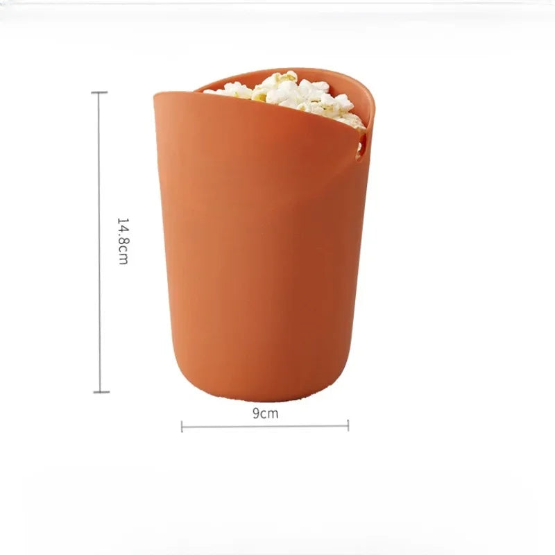 Foldable Silicone Microwave Popcorn Maker Bowl with Lid – Oil-Free DIY Popcorn Popper