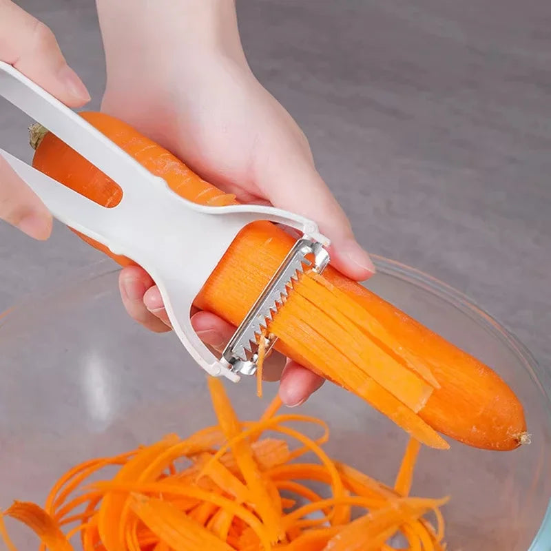 Stainless Steel Julienne Peeler &amp; Vegetable Slicer – Multi-Function Shredder for Fruits &amp; Vegetables