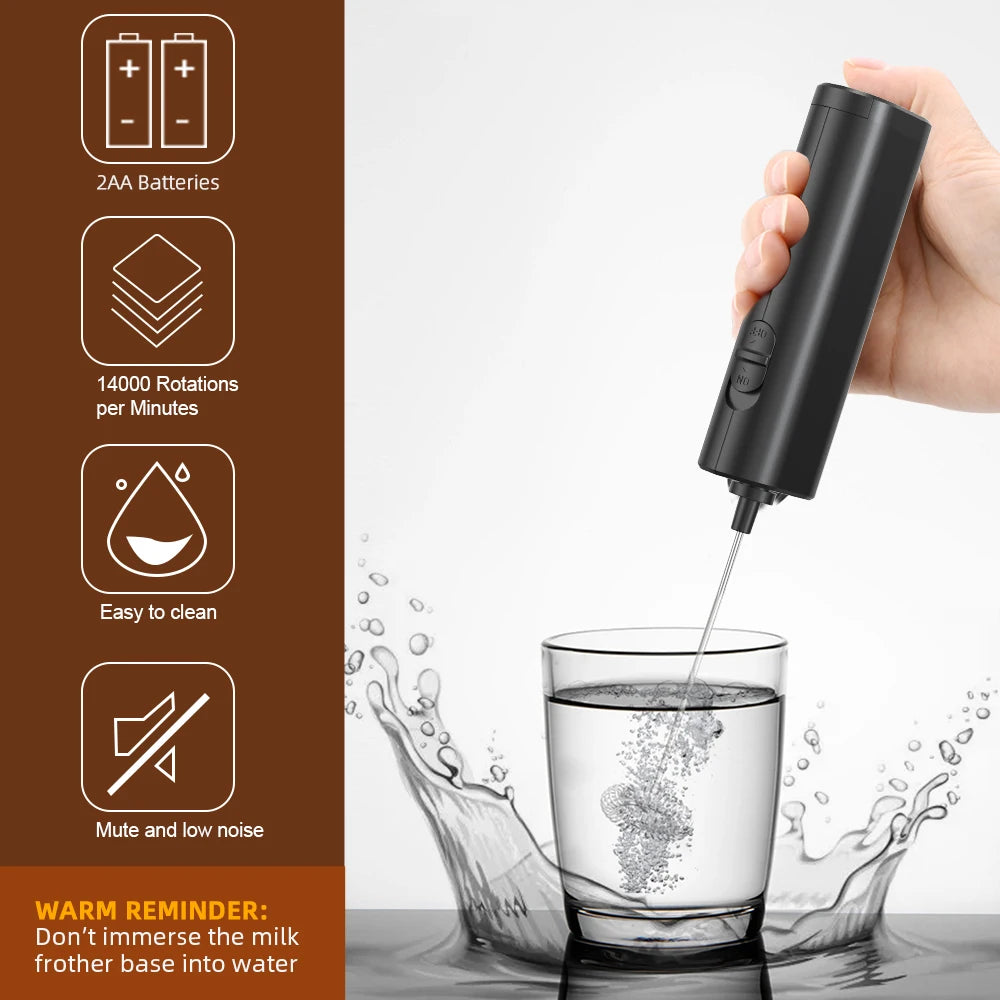 Electric Milk Frother Foam Maker – Portable Battery-Powered Coffee Mixer & Drink Whisk