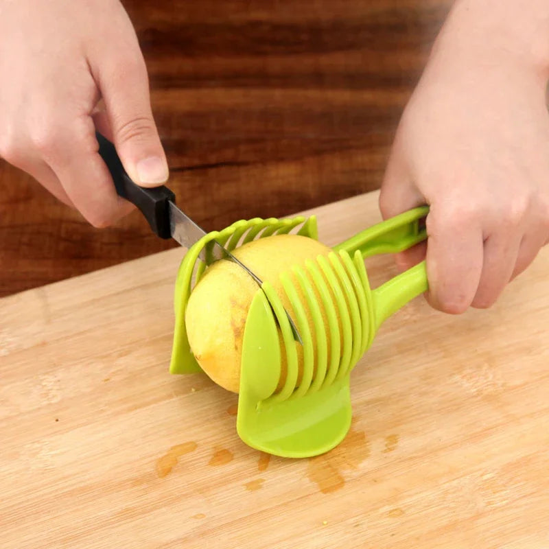 Stainless Steel Handheld Fruit Slicer Clip – Lemon, Orange, Tomato & Onion Cutter