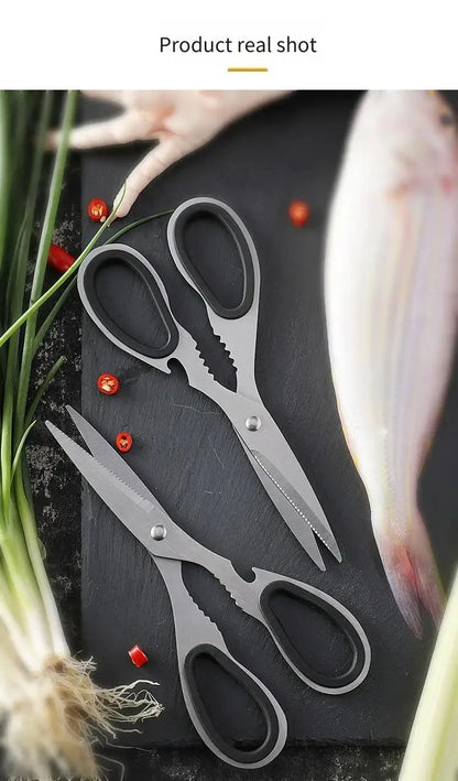 Stainless Steel Multifunction Kitchen Scissors – Heavy-Duty Bone Shears for Chicken, Fish, Vegetables & Household Use