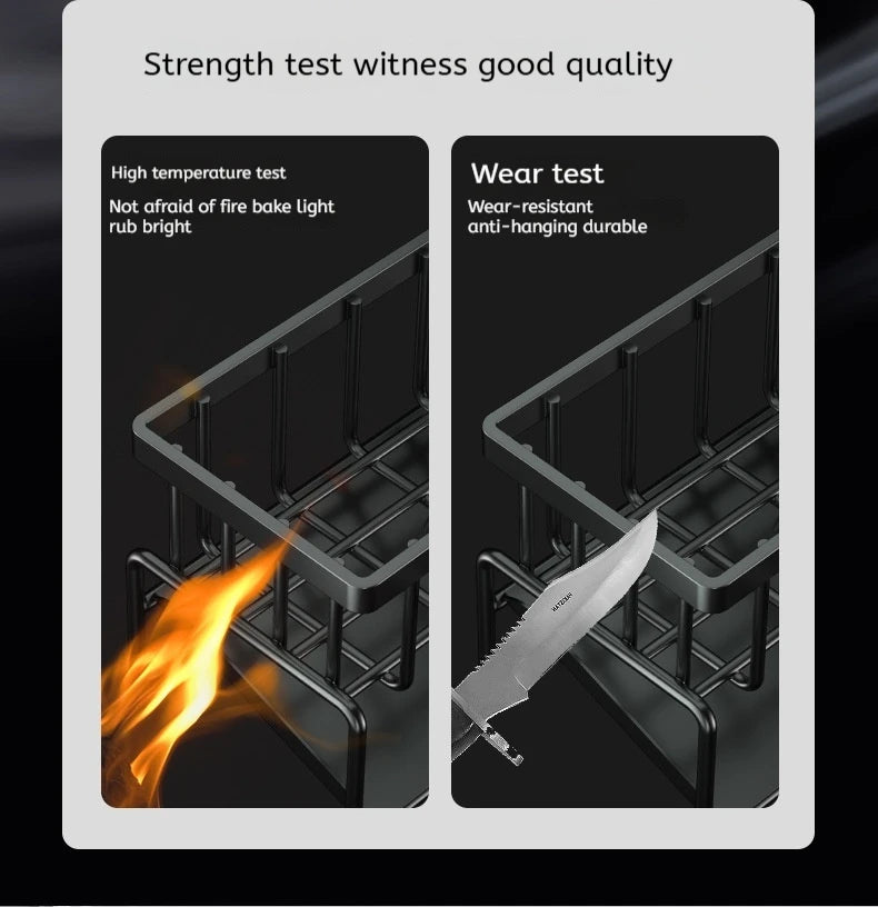 Stainless Steel Sink Drain Rack – Sponge Holder, Soap Tray & Faucet Organizer Shelf for Kitchen Storage