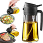 16oz/470ML Glass Oil Dispenser with Automatic Flip Lid — 2-in-1 Kitchen Bottle & Cooking Sprayer