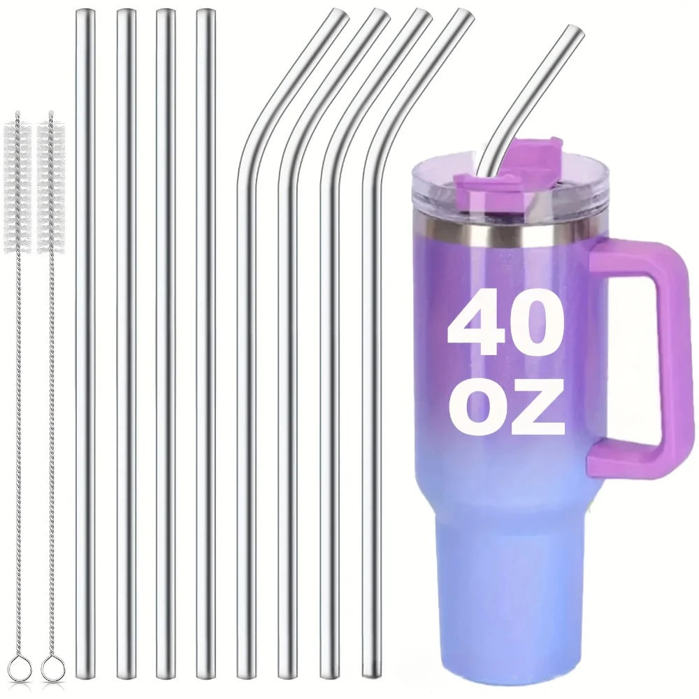 30cm Reusable Stainless Steel Drinking Straw – Extra Long Silver Straw for Smoothies, Cocktails & Tall Glasses