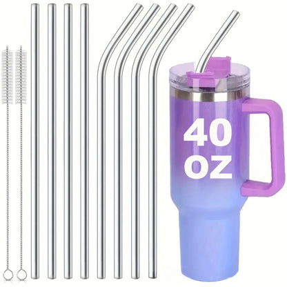 30cm Reusable Stainless Steel Drinking Straw – Extra Long Silver Straw for Smoothies, Cocktails & Tall Glasses