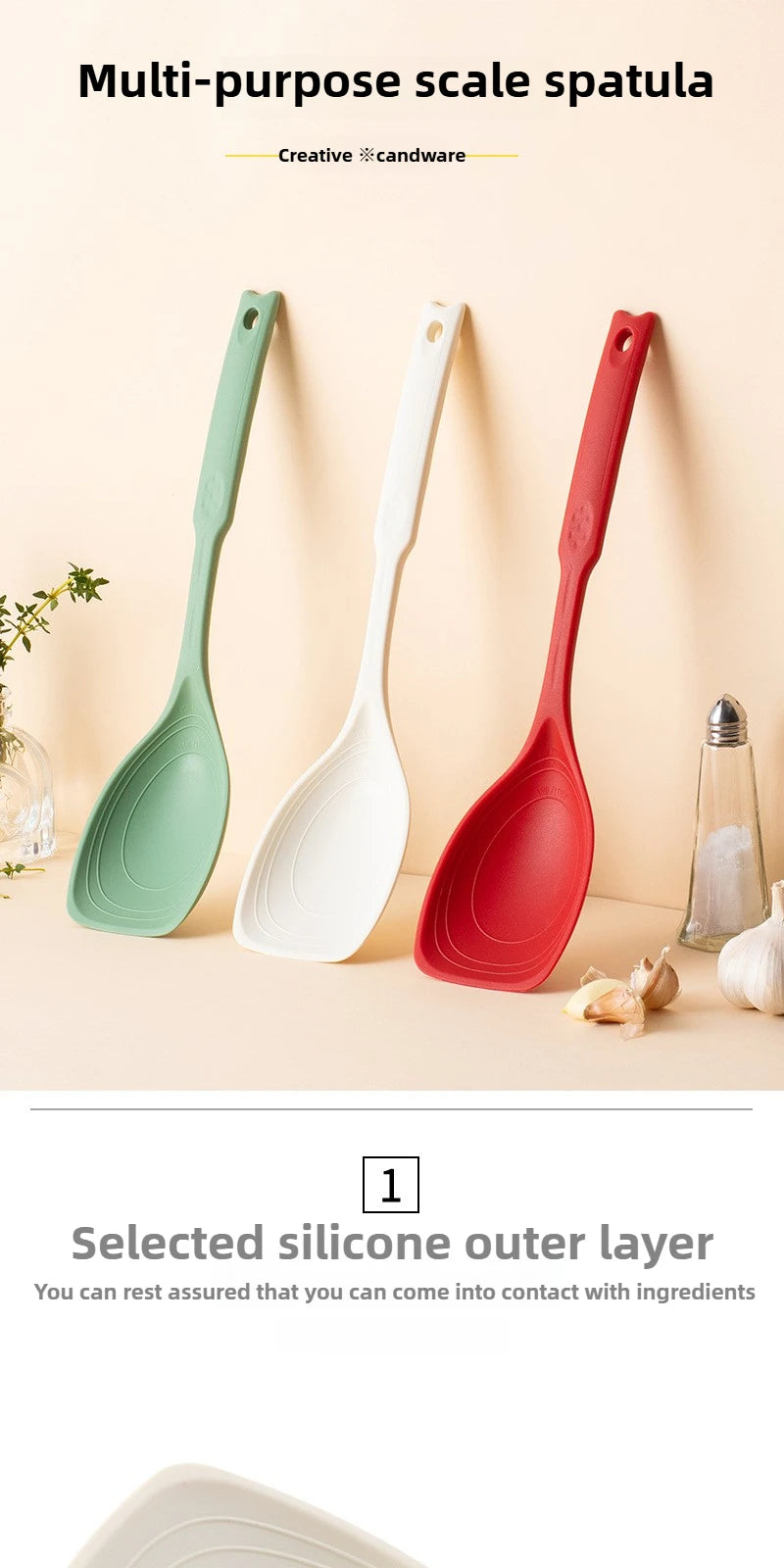 Premium Silicone Multipurpose Cooking Spoon – Heat-Resistant, Anti-Slip Handle, Steel-Core Kitchen Tool