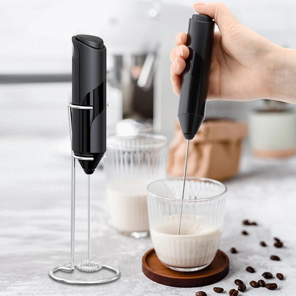 Electric Milk Frother Foam Maker – Portable Battery-Powered Coffee Mixer & Drink Whisk