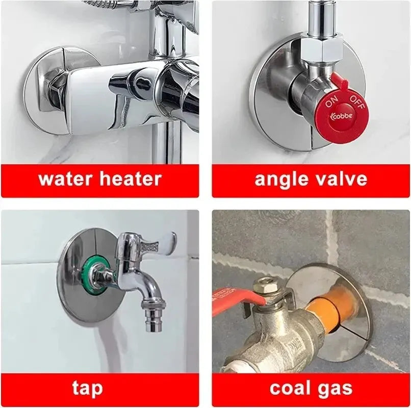 Self-Adhesive Stainless Steel Faucet Decorative Cover – Chrome Finish Wall Pipe Escutcheon for Bathroom & Kitchen (Multiple Sizes)