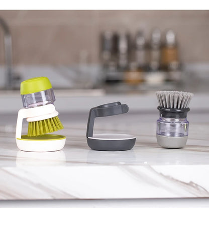 Dish Brush with Soap Dispenser – Multi-Use Soap Dispensing Palm Scrub Brush for Kitchen & Household