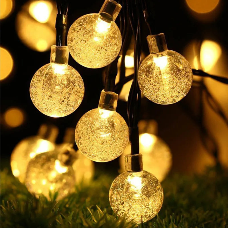 LED Solar Light String Outdoor Waterproof Christmas Decoration 200led Crystal Ball Camping Fairy Garland Garden Party Lamp