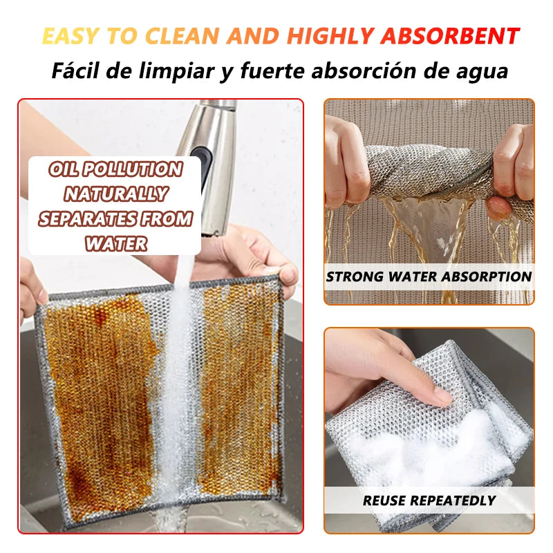 Magic Cleaning Cloth – Multipurpose Wire Mesh Miracle Scrubber for Tough Stains & Daily Dishwashing