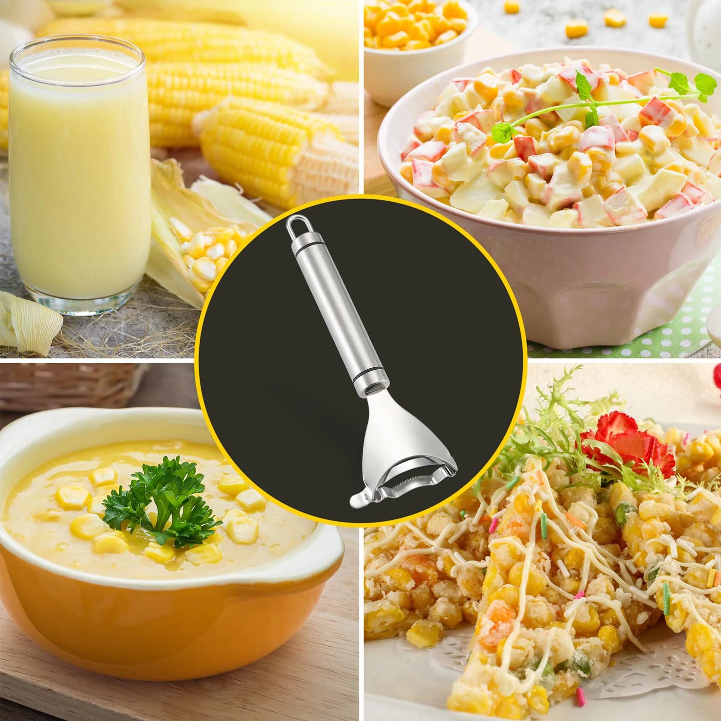 Stainless Steel Corn Peeler & Stripper – Quick Cob Cutter, Kernel Remover & Planer Tool for Easy Corn Prep