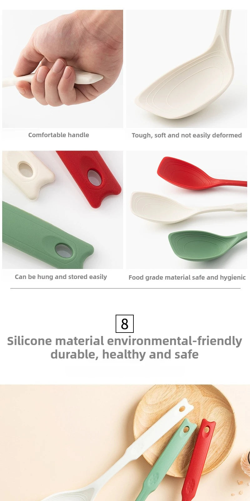 Premium Silicone Multipurpose Cooking Spoon – Heat-Resistant, Anti-Slip Handle, Steel-Core Kitchen Tool