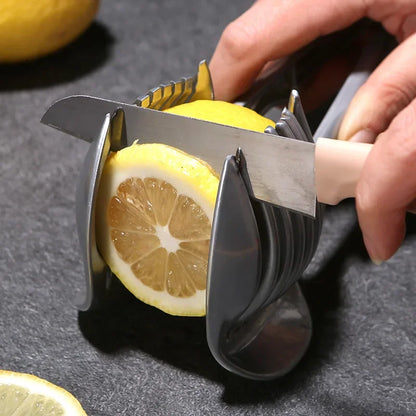 Stainless Steel Handheld Fruit Slicer Clip – Lemon, Orange, Tomato & Onion Cutter