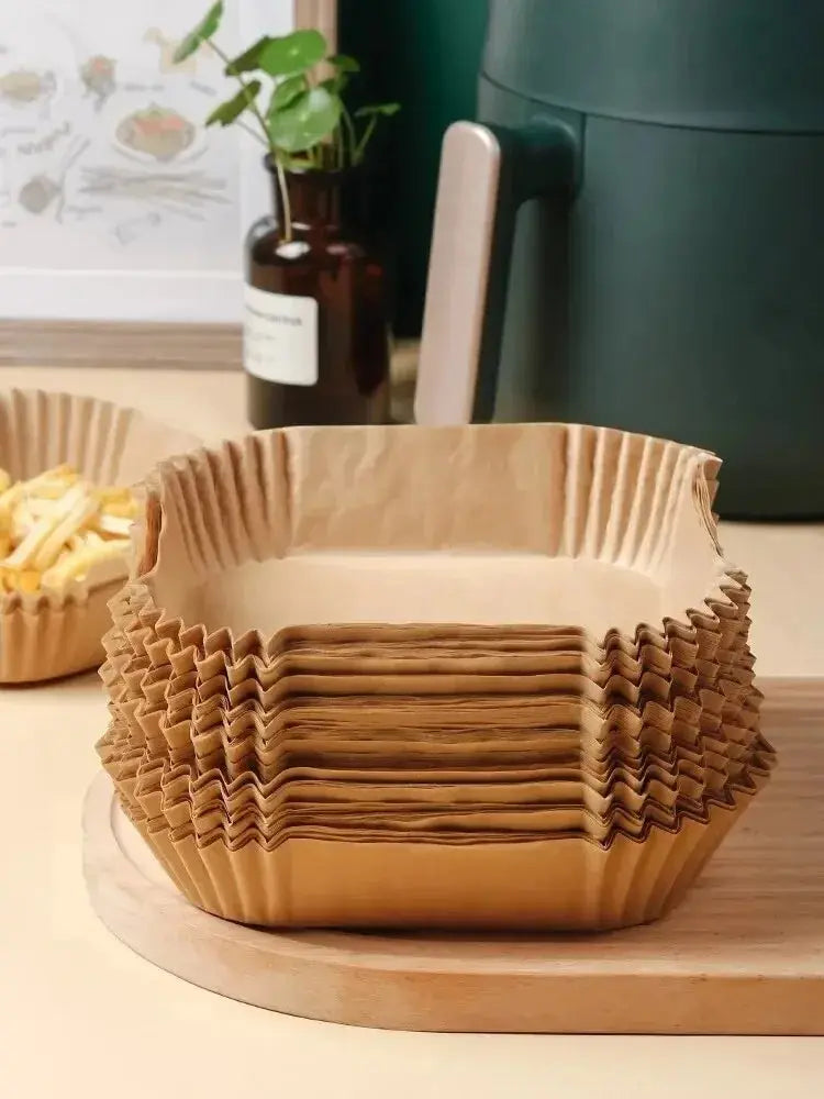 50PCS Round Disposable Air Fryer Paper Liners – Non-Stick, Oil-Proof, Heat-Resistant