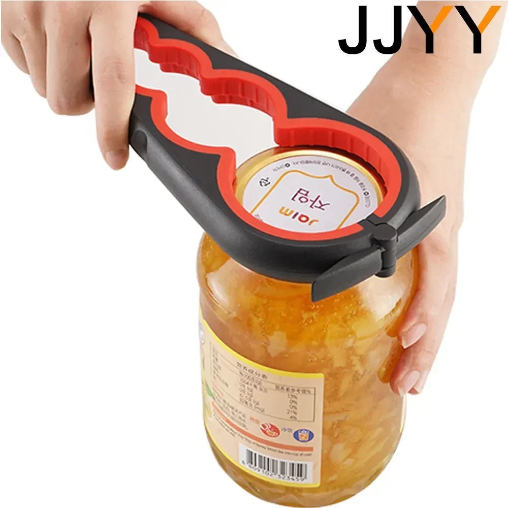 4-in-1 Multi-Function Can & Bottle Opener – Anti-Slip Handle Lid Twister for Jars, Cans, Pull-Tabs & Beverages