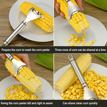 Stainless Steel Corn Peeler & Stripper – Quick Cob Cutter, Kernel Remover & Planer Tool for Easy Corn Prep
