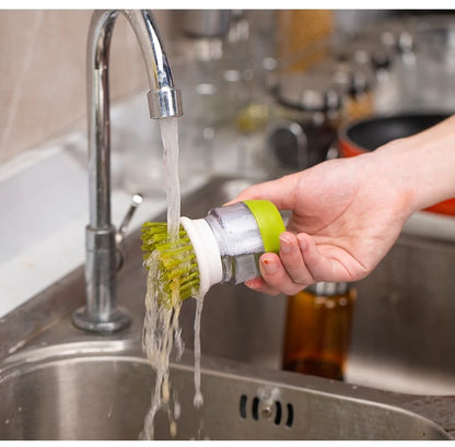 Dish Brush with Soap Dispenser – Multi-Use Soap Dispensing Palm Scrub Brush for Kitchen & Household