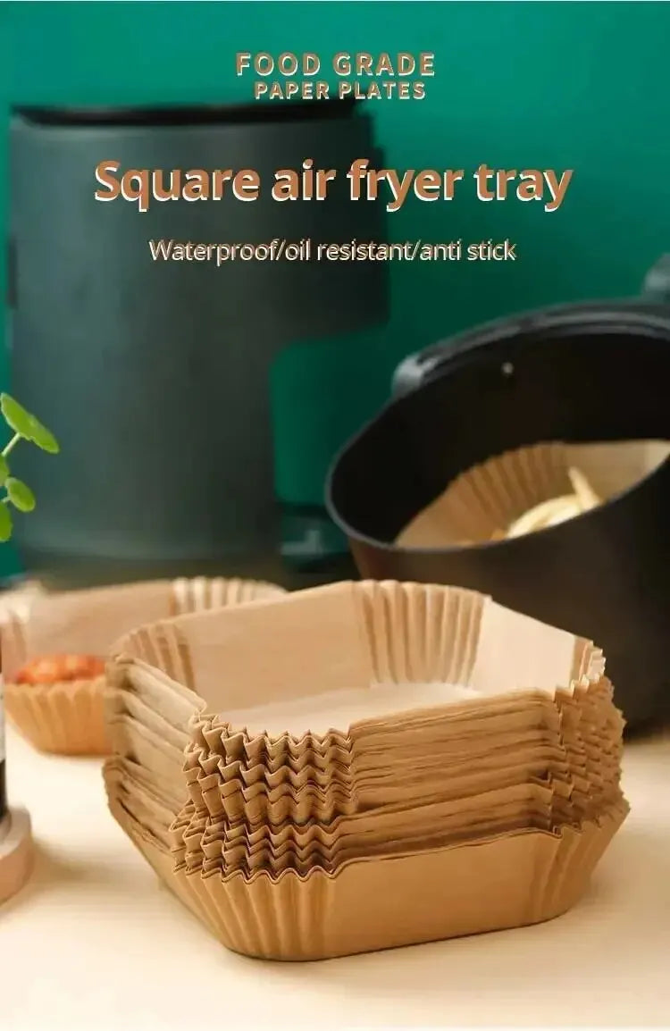 50PCS Round Disposable Air Fryer Paper Liners – Non-Stick, Oil-Proof, Heat-Resistant
