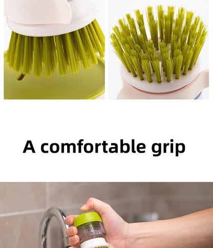 Dish Brush with Soap Dispenser – Multi-Use Soap Dispensing Palm Scrub Brush for Kitchen & Household