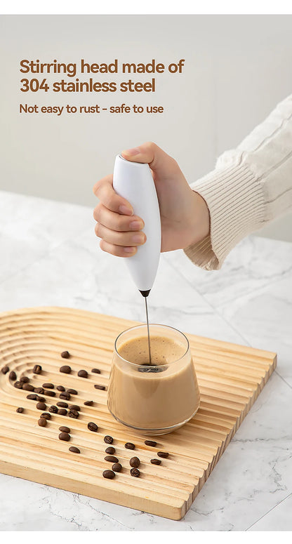 Electric Handheld Milk Frother & Mini Egg Beater – Wireless High-Speed Coffee & Drink Mixer