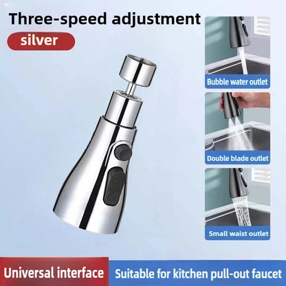 360° Rotatable Chrome Kitchen Faucet Spout – Splash-Proof, High-Pressure 3-Mode Nozzle Replacement (Easy Install)
