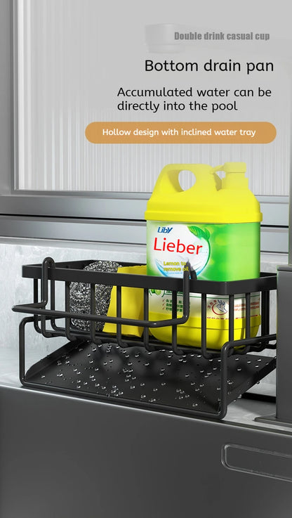 Stainless Steel Sink Drain Rack – Sponge Holder, Soap Tray & Faucet Organizer Shelf for Kitchen Storage