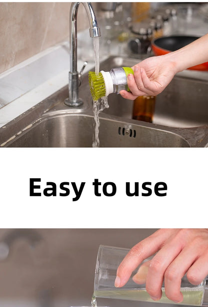 Dish Brush with Soap Dispenser – Multi-Use Soap Dispensing Palm Scrub Brush for Kitchen & Household
