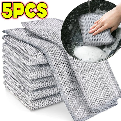 Magic Double-Sided Steel Wire Kitchen Cleaning Cloths – Heavy-Duty Scrub & Wipe Rags (1–20 PCS)