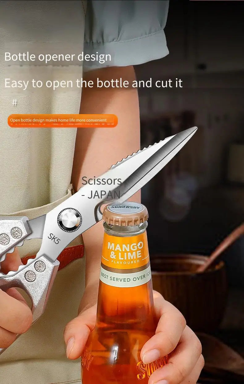 Stainless Steel Heavy-Duty Kitchen Scissors – Multi-Functional Bone Cutter for Chicken, Fish, Meat, Fruits & Vegetables