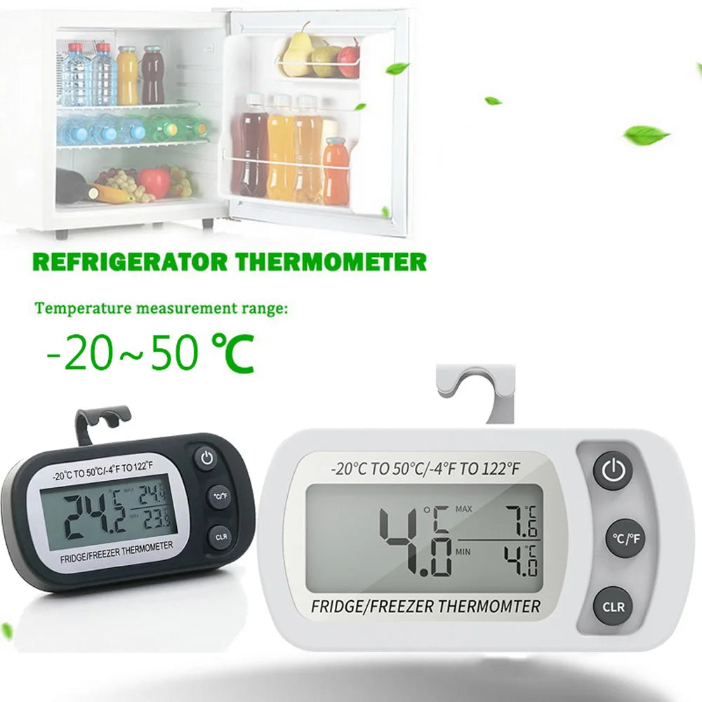 LCD Display Magnetic Hanging Refrigerator & Freezer Thermometer – Digital Temperature Meter for Fridge, Freezer & Kitchen Use