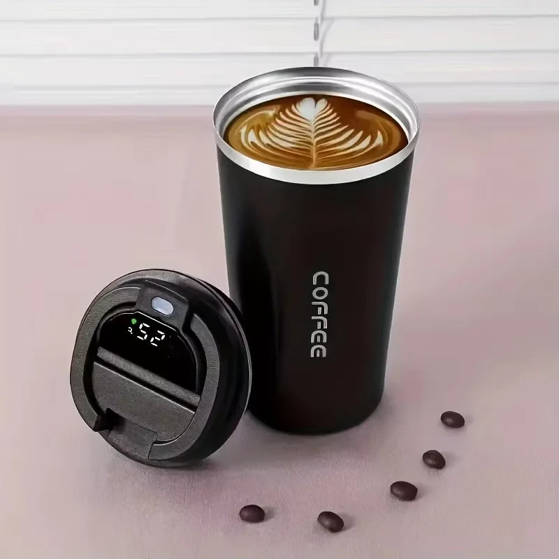 Stainless Steel Smart Temperature Display Coffee Tumbler – 380ml / 510ml Portable Vacuum Thermos Cup