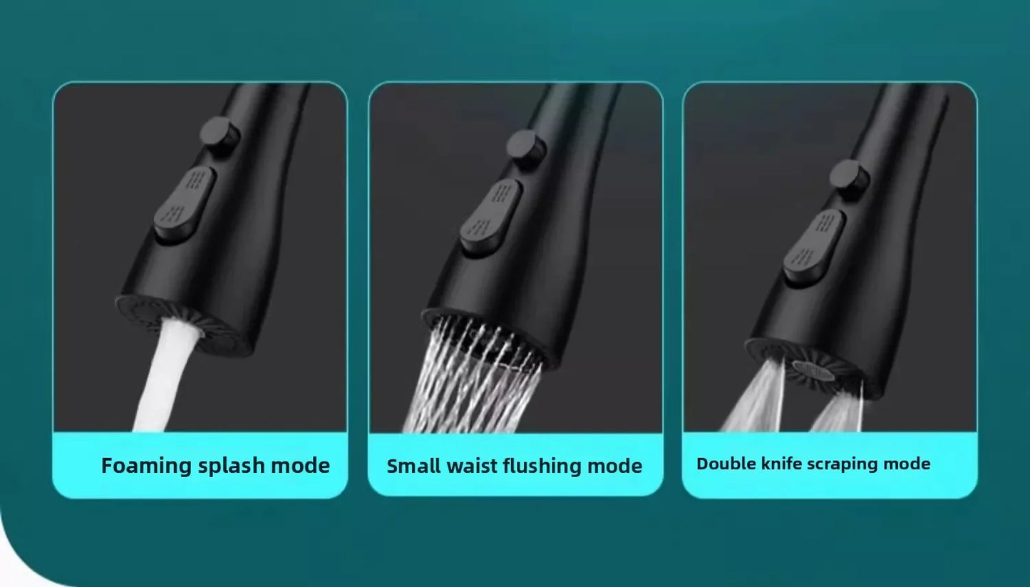 360° Rotatable Chrome Kitchen Faucet Spout – Splash-Proof, High-Pressure 3-Mode Nozzle Replacement (Easy Install)