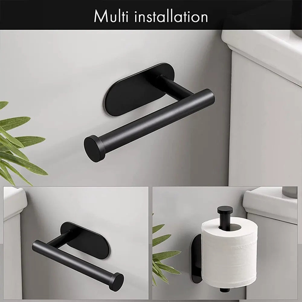 No Drilling Toilet Paper Holder Bathroom Roll Tissue Towel Dispenser Hanger Stainless Steel Napkin Storage Kitchen Accessories
