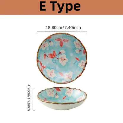 Hand-Painted Japanese Style Ceramic Noodle Bowl with Handle – Oven & Microwave Safe Bone China Tableware