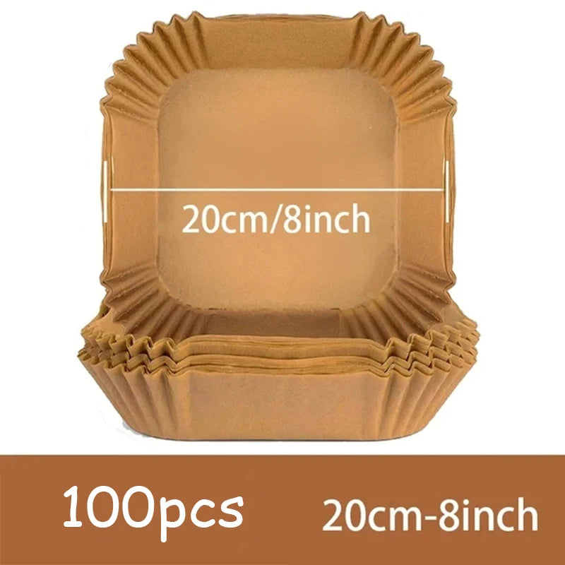 50PCS Round Disposable Air Fryer Paper Liners – Non-Stick, Oil-Proof, Heat-Resistant