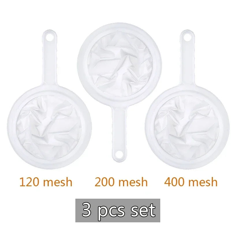 120/200/400 Mesh Ultra-Fine Nylon Kitchen Strainer – Plastic Sieve Filter Spoon for Soy Milk, Coffee, Yogurt & Juice