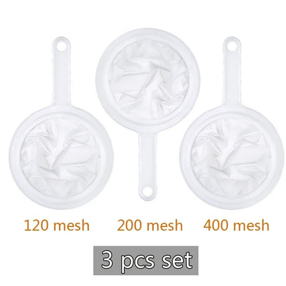 120/200/400 Mesh Ultra-Fine Nylon Kitchen Strainer – Plastic Sieve Filter Spoon for Soy Milk, Coffee, Yogurt & Juice