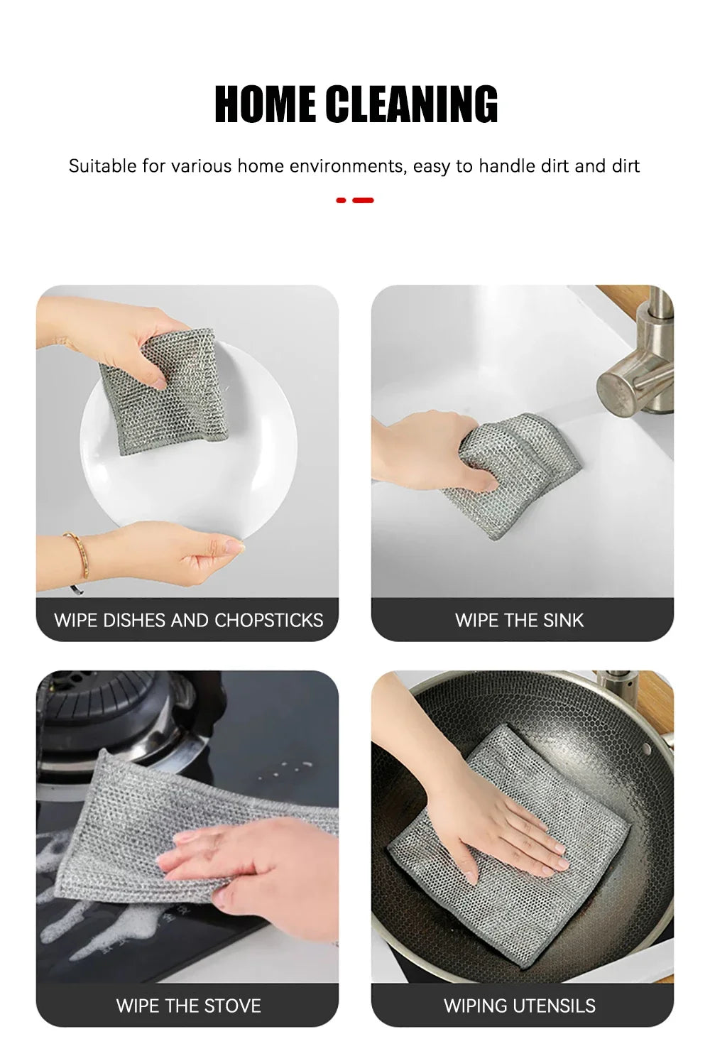 Magic Cleaning Cloth – Multipurpose Wire Mesh Miracle Scrubber for Tough Stains & Daily Dishwashing