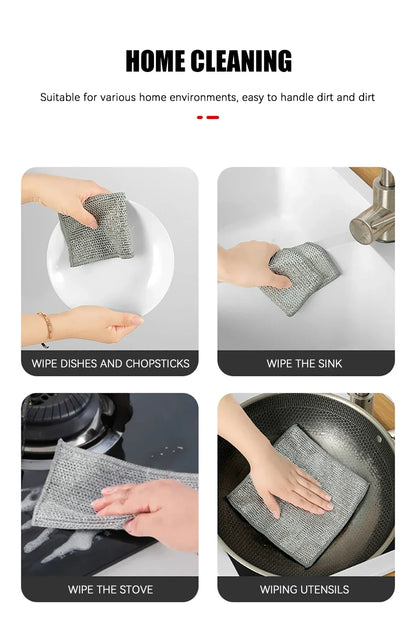 Magic Cleaning Cloth – Multipurpose Wire Mesh Miracle Scrubber for Tough Stains & Daily Dishwashing