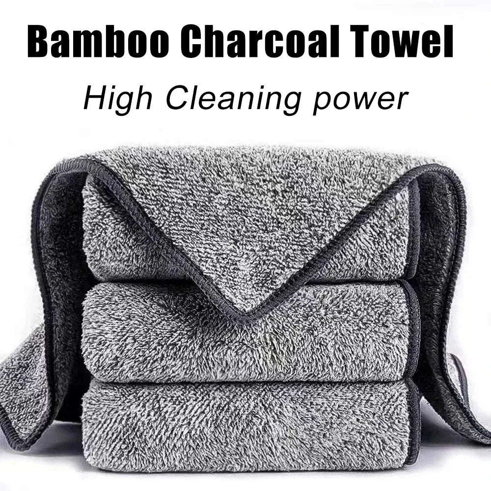 Bamboo Charcoal Super Absorbent Dishcloths – Thickened, Oil-Resistant Kitchen Cleaning Cloths (1–50 PCS)